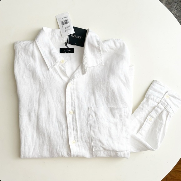 Joe’s Jeans Men’s Linen Button Down Shirt Size Large White New
